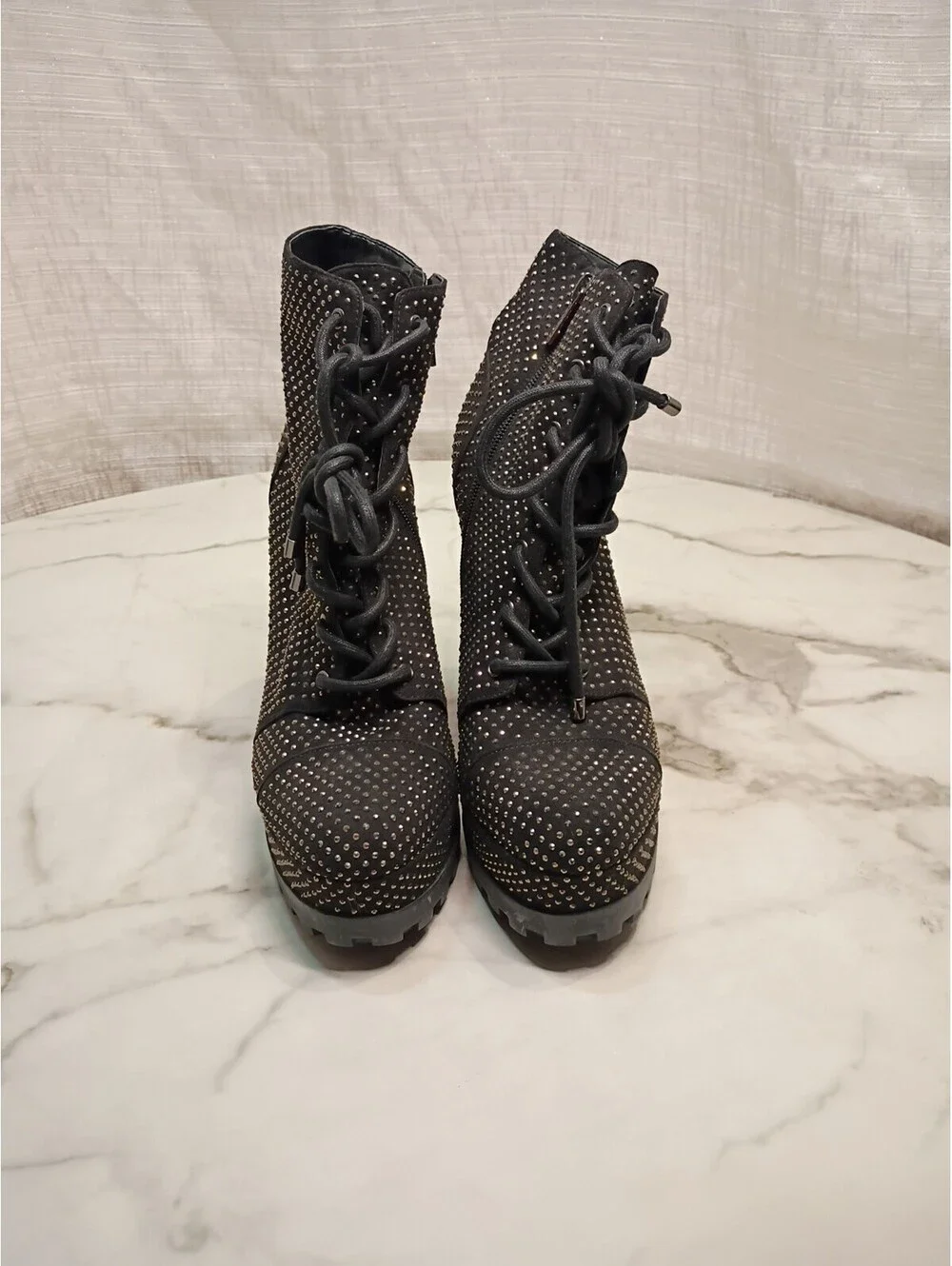 Jessica Simpson Dotted Black Bootie Size 8 1/2m39 Used
